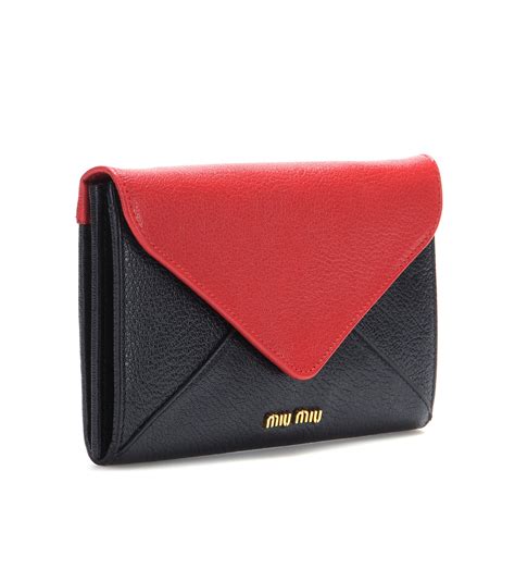 black miu miu wallet with|Black/red Small Patent Leather Wallet .